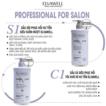 Elvawell-WHITE TRUFFLE
REPAIRING SHAMPOO-CONDITIONER-PROFESSIONAL FOR SALON