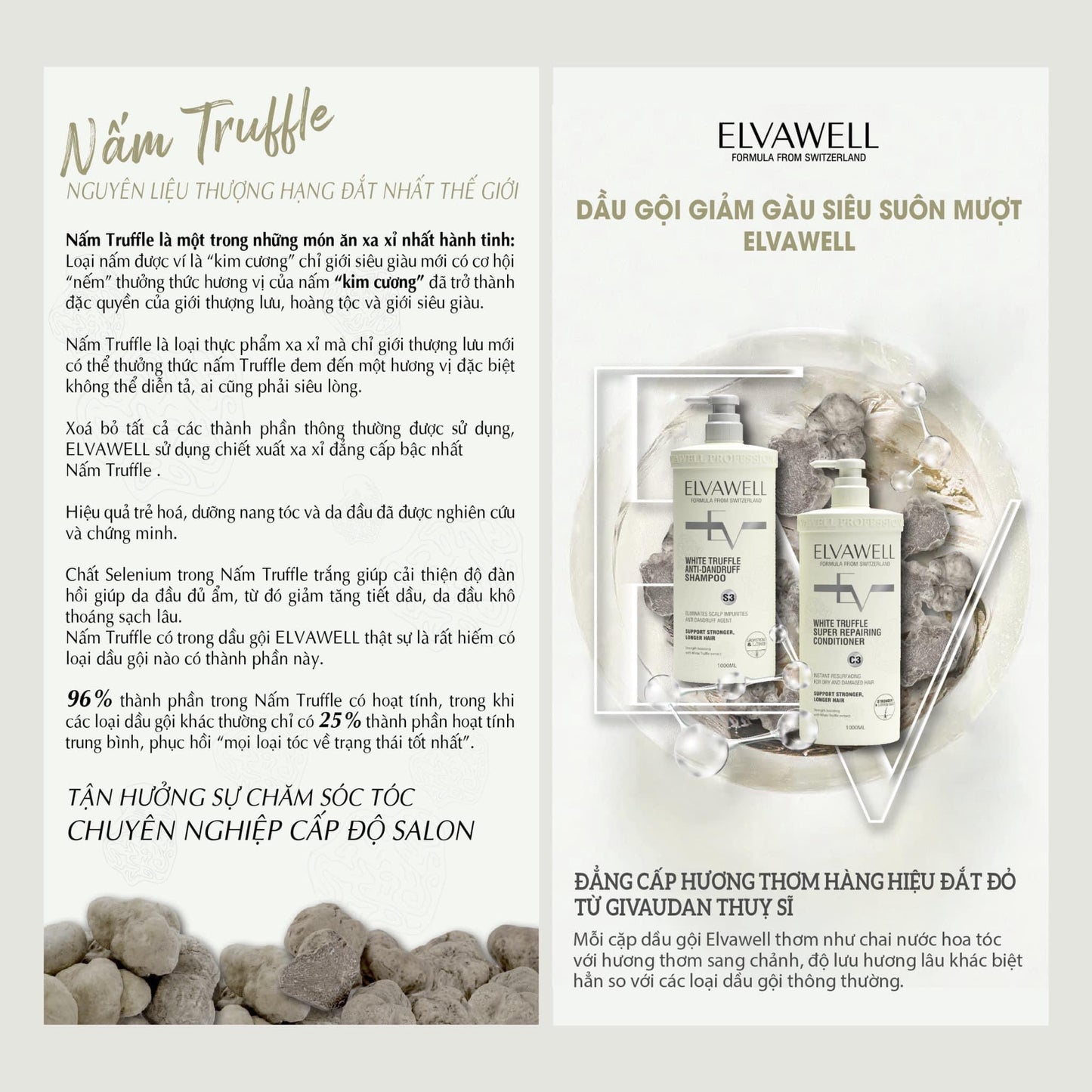 Elvawell/WHITE TRUFFLE
ANTI-DANDRUFF SHAMPOO&CONDITIONER SET -PROFESSIONAL FOR SALON