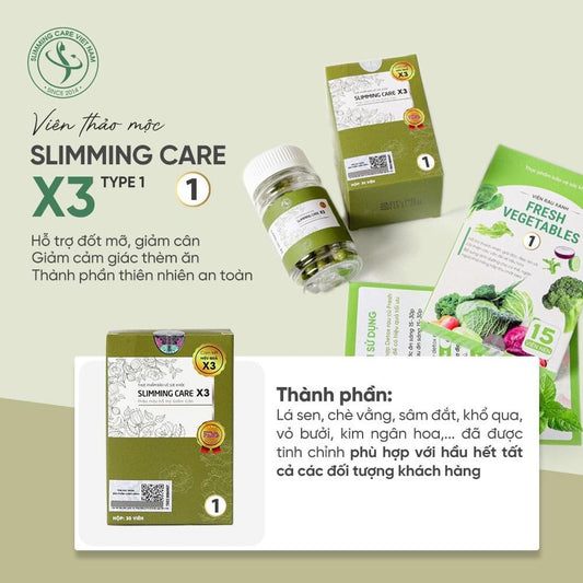 Slimming Care x3 Weight Loss Herbal TYPE 1 + FREE DETOX