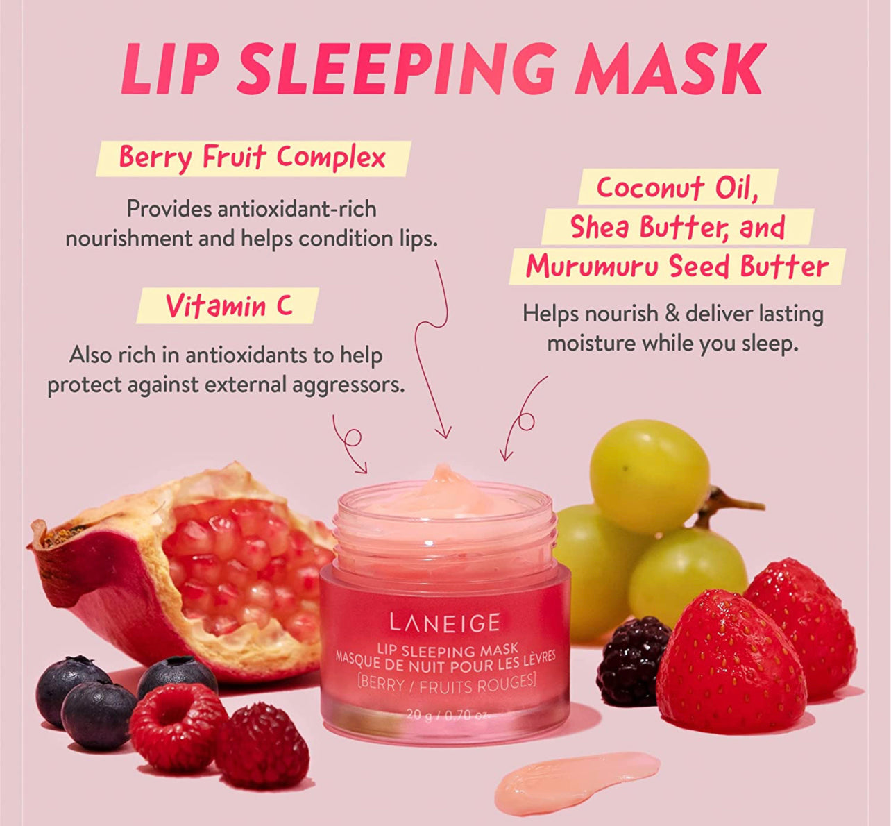 Sleeping Mask: Nourish & Hydrate with Vitamin C, Antioxidants, 0.7 oz.